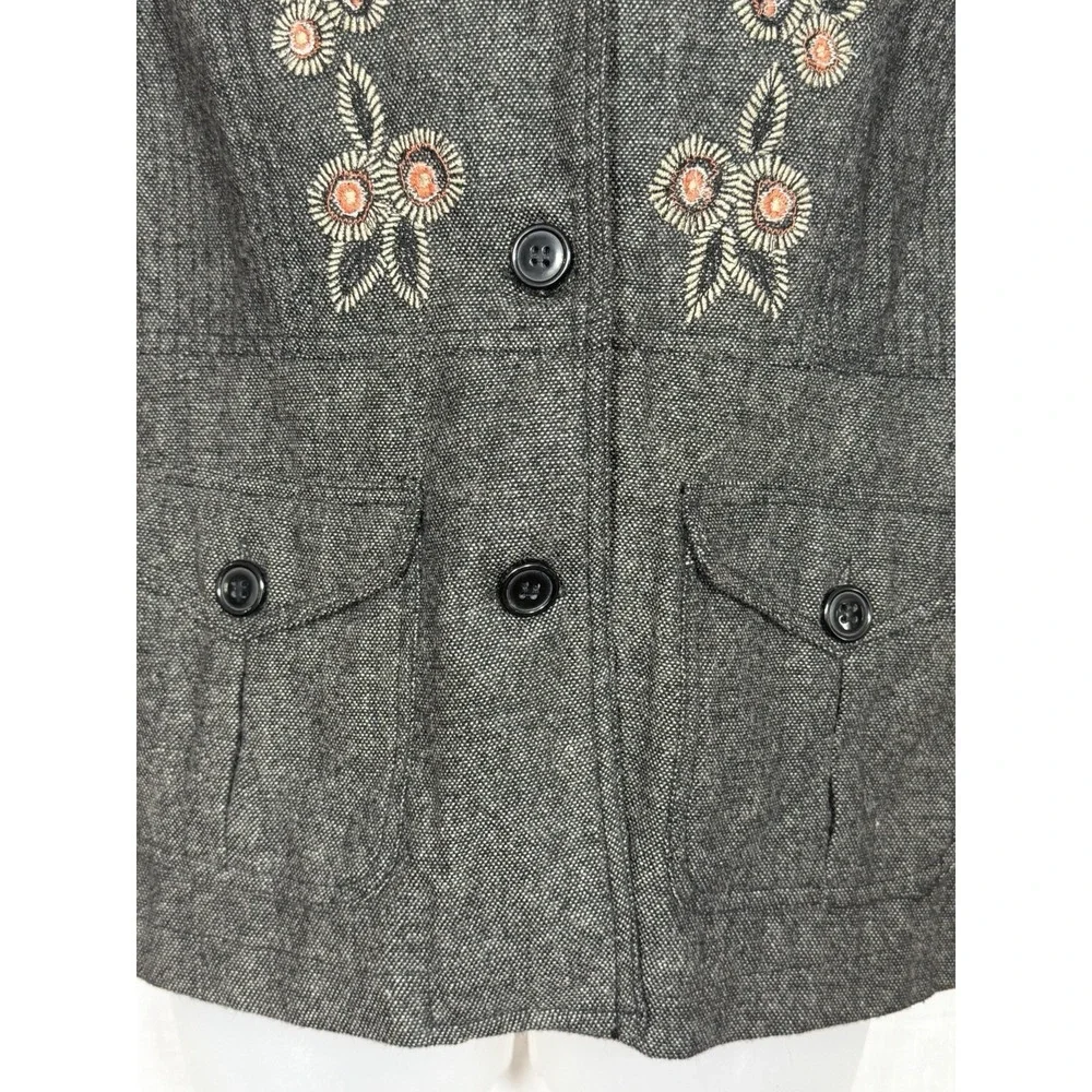 April Cornell Wool Embroidered Blazer‎ Womens M Floral Button Front Jacket - Picture 8 of 13